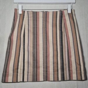 Altard State Denim Mini Skirt Small S Pink Camel Cotton Stripes Rise Mid Stretch